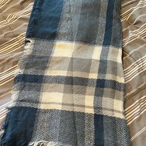 Plaid Blue and Cream Scarf
